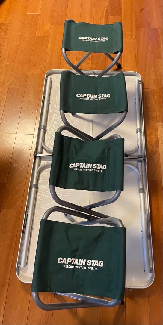CAPTAIN STAG⭐︎折りたたみテーブルとチェア4人用/高さ調整可