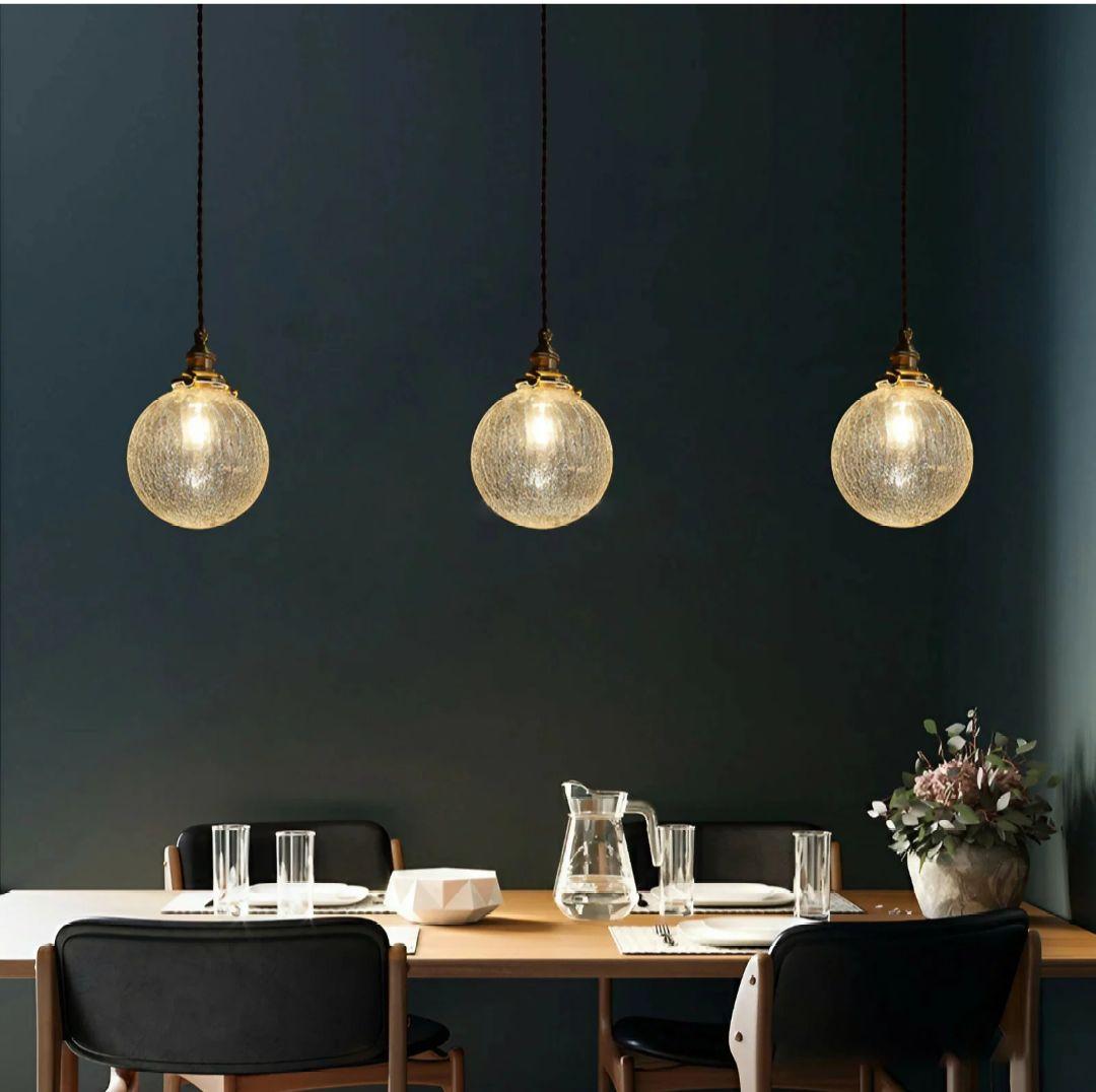 ペンダントライト　クラック　クリア　3灯