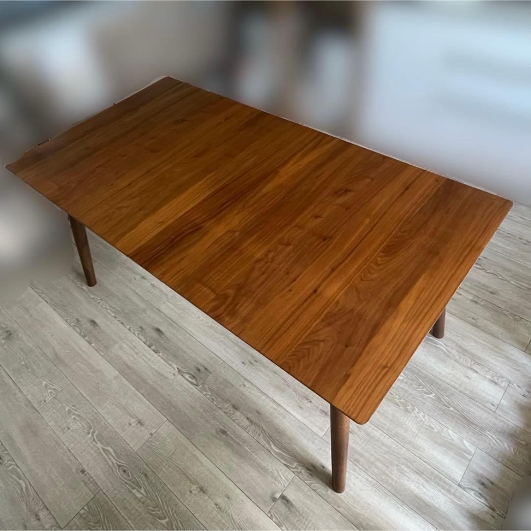 木製 伸縮式ダイニングテーブル ブラウン