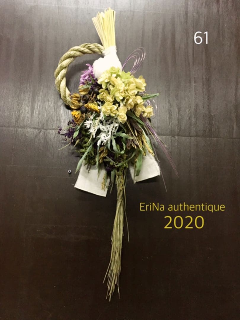 61.ドライフラワースワッグしめ縄 正月飾り 松飾り クリスマス リース