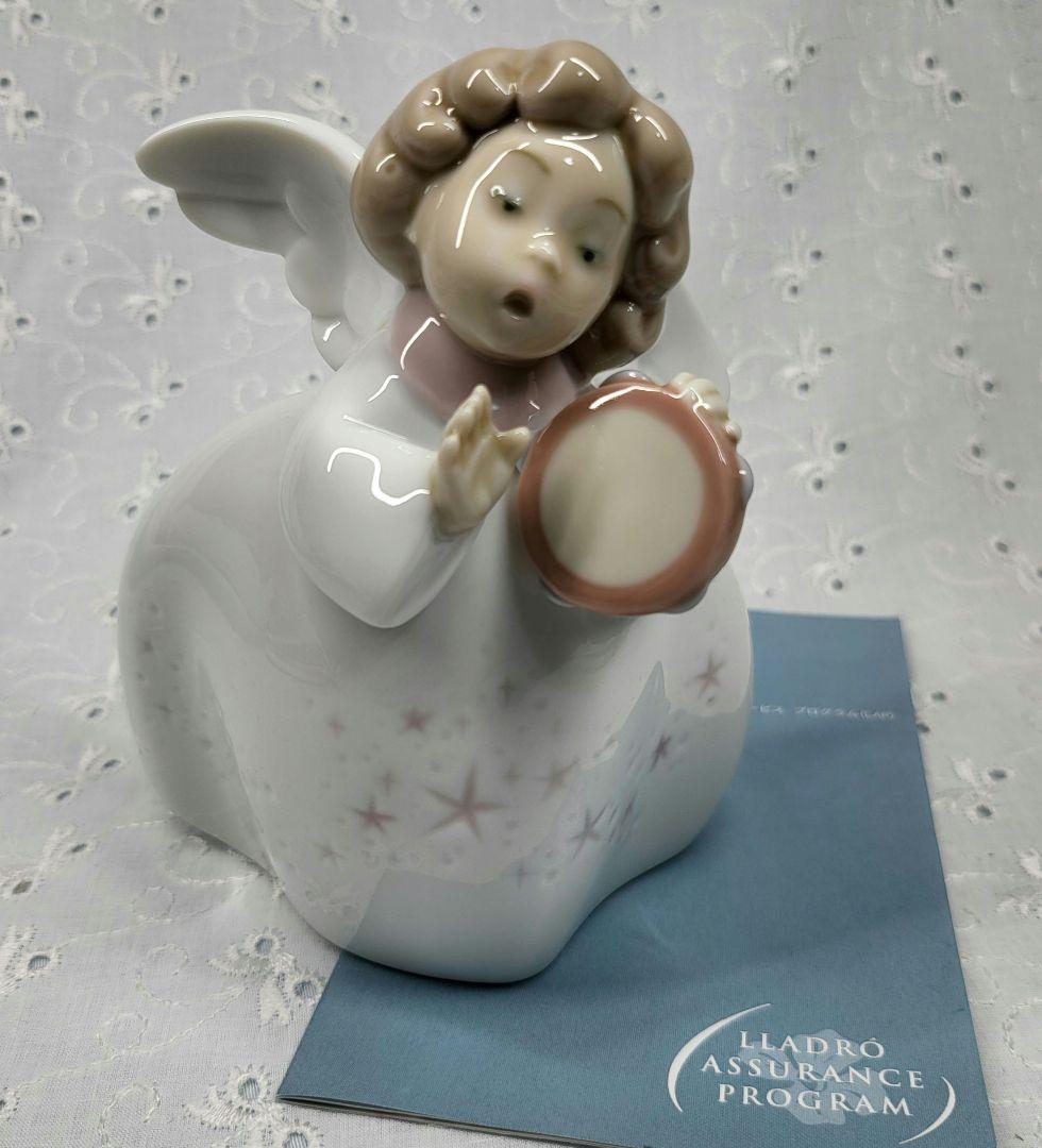 可愛い❤リヤドロ「タンバリンを打つ天使 」フィギュリン 陶器人形 エンゼル 音楽