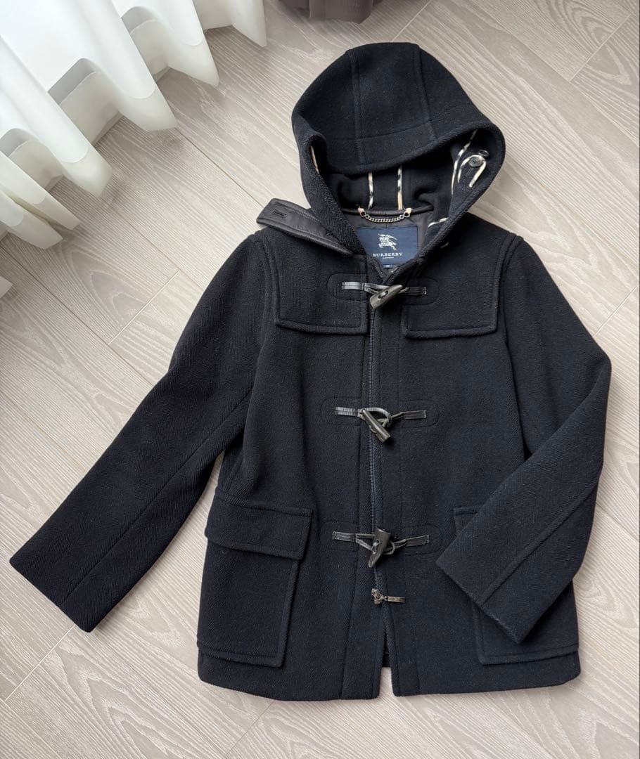 BURBERRY バーバリー　黒 ヘリンボーン　ダッフルコート