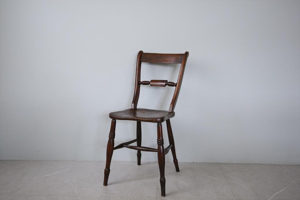 英国アンティーク木製キッチンチェア/ダイニングイス椅子/飾り棚(92-16-1)