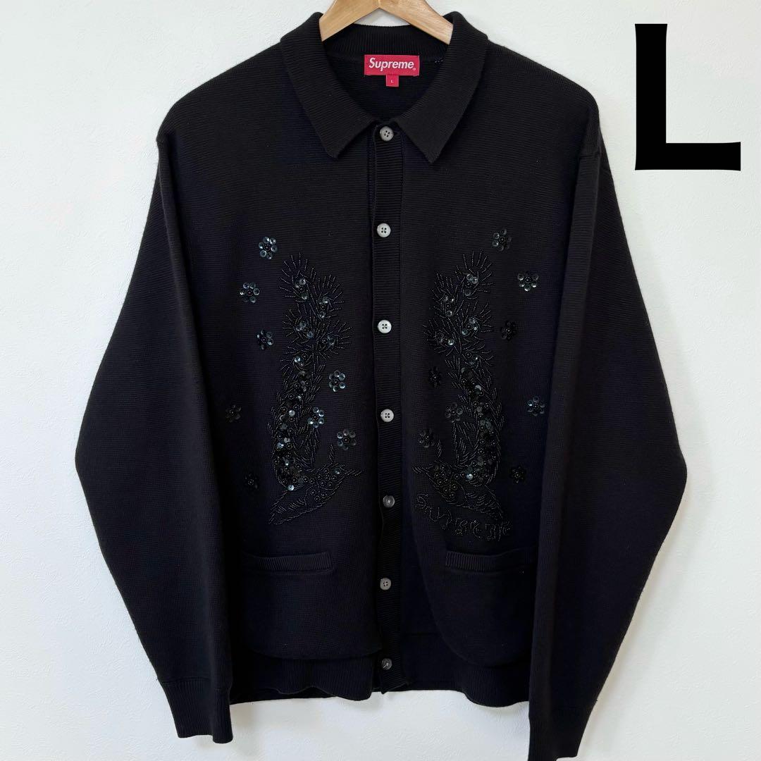 【希少】Supreme Beaded Applique Cardigan L