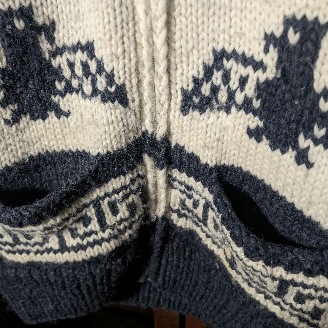 80s 90s　カナダ製　KANATA　イーグル柄　カウチンニット　ジップアップ