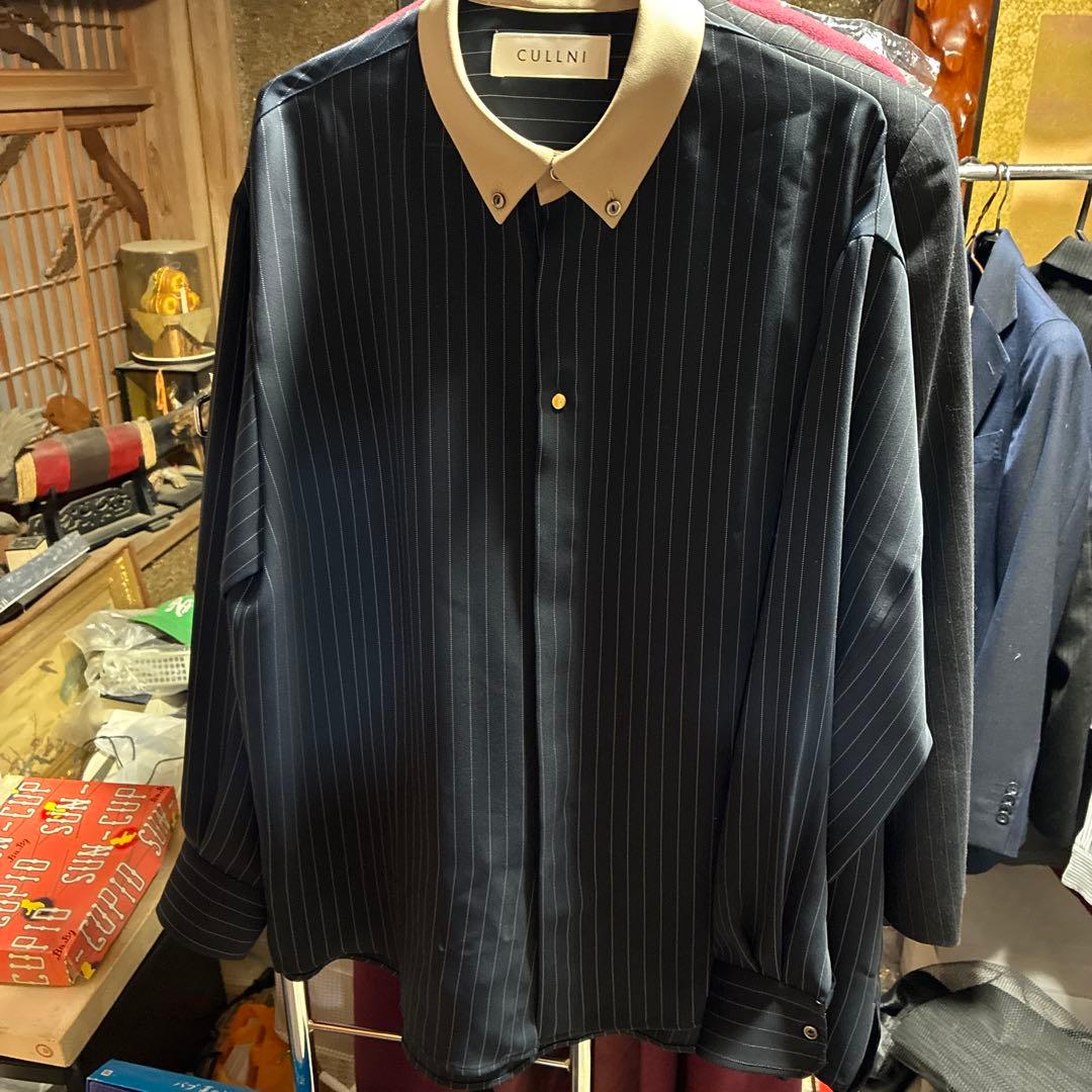 cullni シャツ ネイビー ストライプ