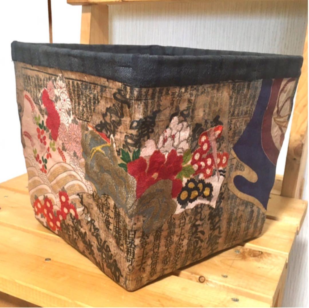 ポットカバーにもなります！明治時代の和紙を使用！一閑張りカゴ