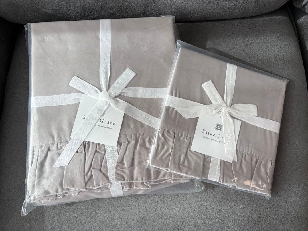 新品 Sarah Grace サラグレース ベッドカバー&ピローケース グレー