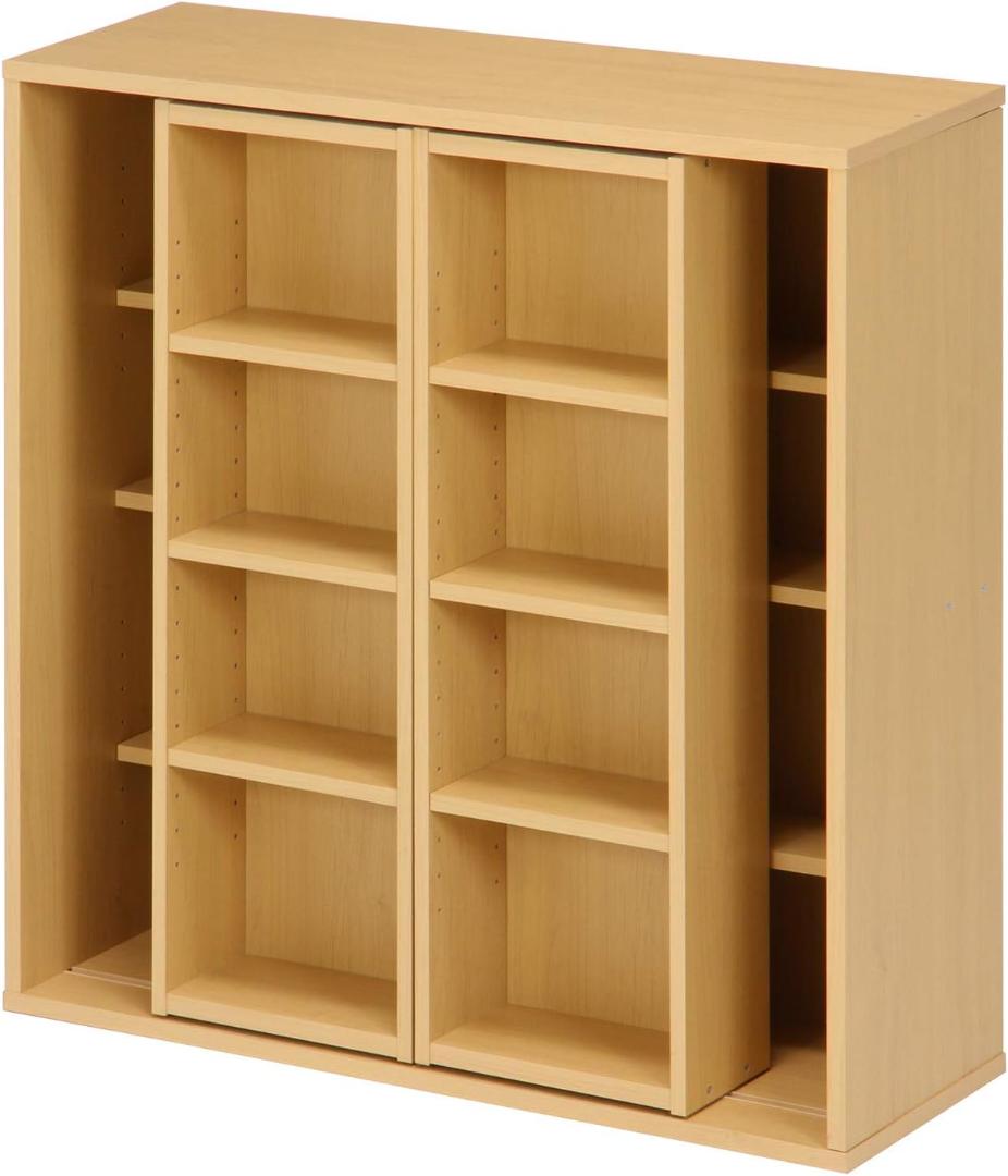 ダブルスライド収納棚 W90 ナチュラル