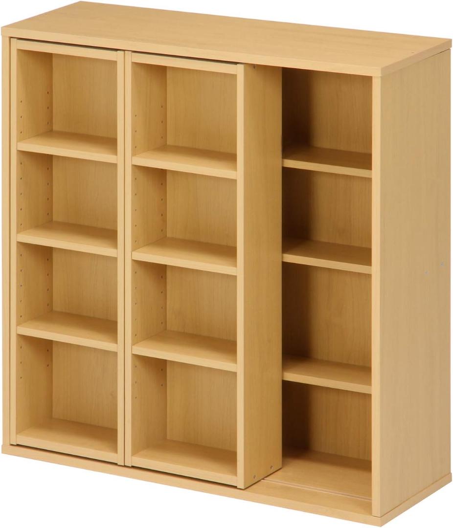 ダブルスライド収納棚 W90 ナチュラル