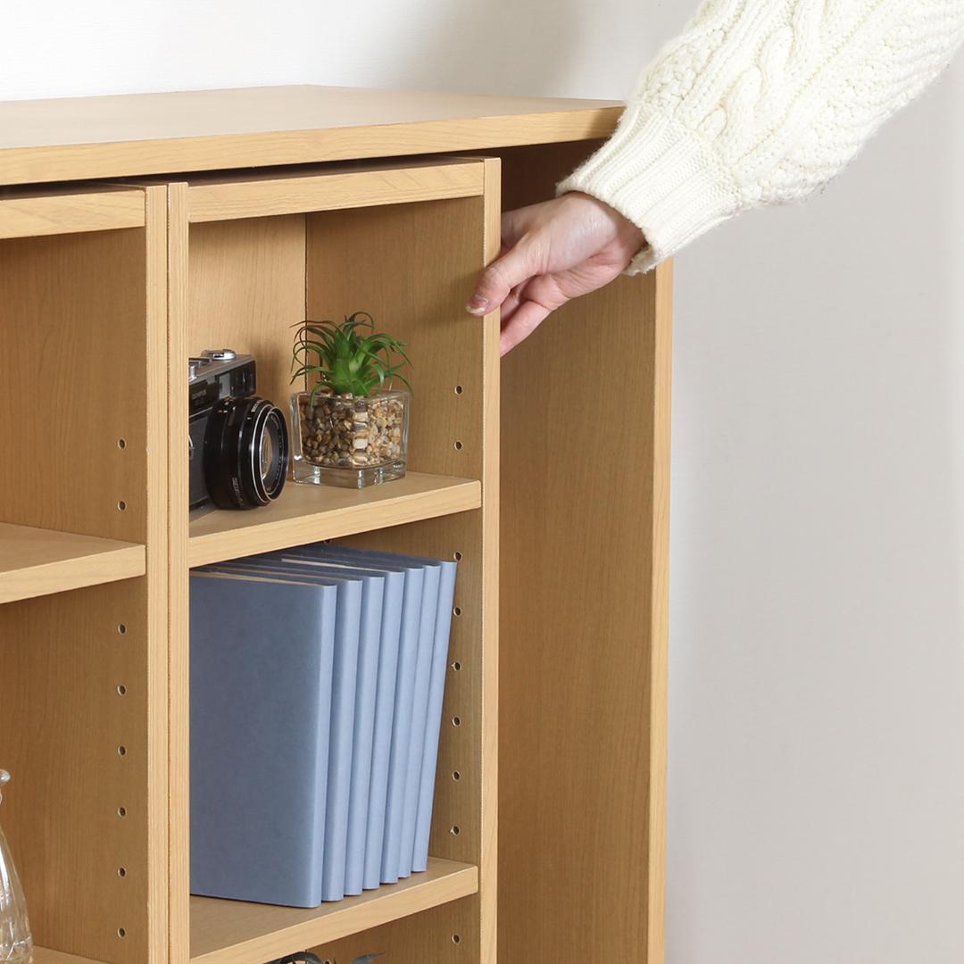 ダブルスライド収納棚 W90 ナチュラル