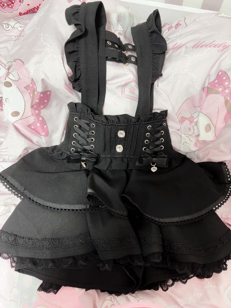 LIZLISA サスペンダー付ティアードスカパン