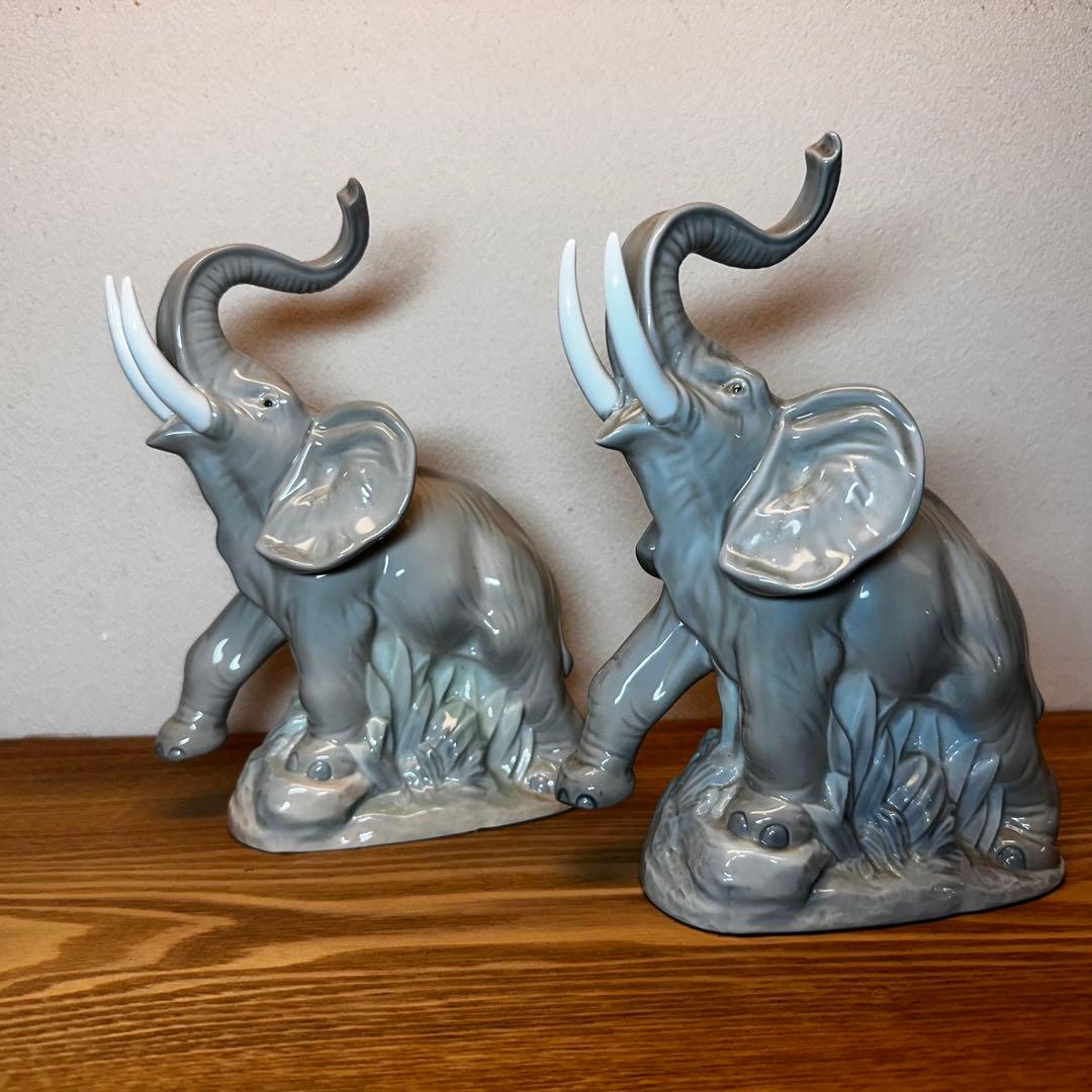 リヤドロ 像 Lladro Nao Elephant 像の置物 スペイン 雄叫び