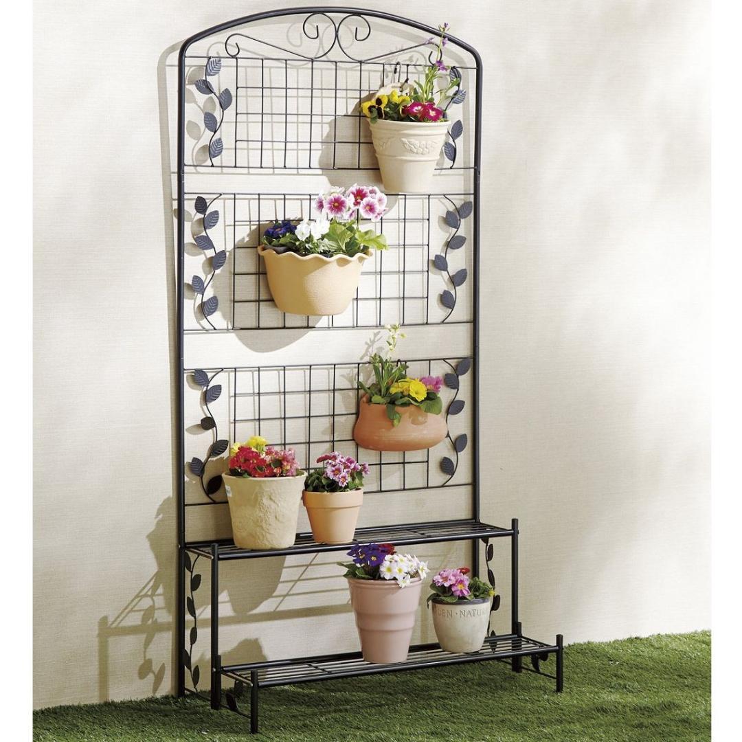 要在庫確認フェンス付きフラワースタンド 幅８０ｃｍ ２段