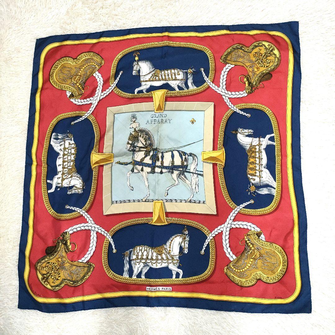 エルメス カレ90 GRAND APPARAT 盛装の馬 スカーフ シルク
