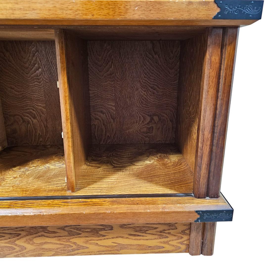 旭川家具 茶タンス 茶箪笥 民芸調 サイドボード ガラス引き戸 民芸家具