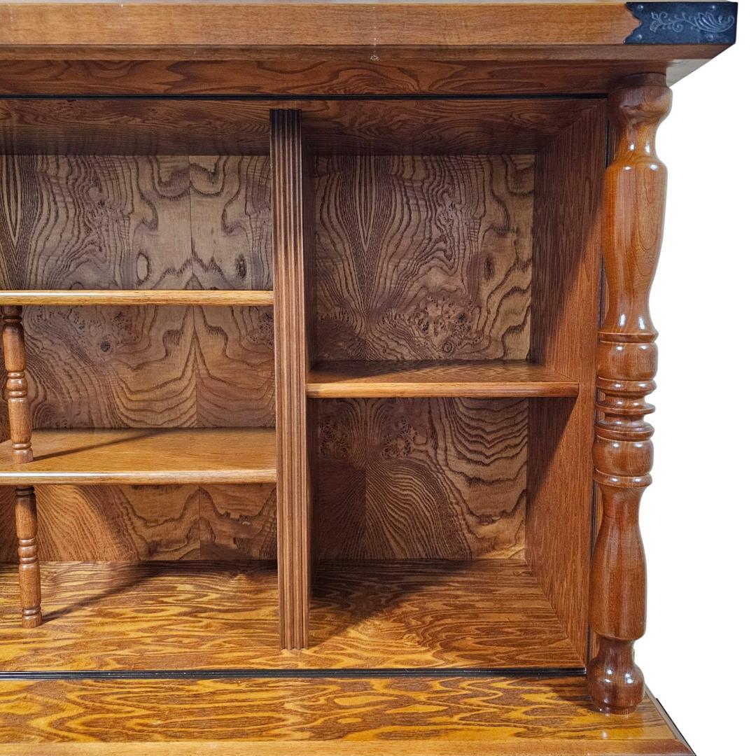 旭川家具 茶タンス 茶箪笥 民芸調 サイドボード ガラス引き戸 民芸家具