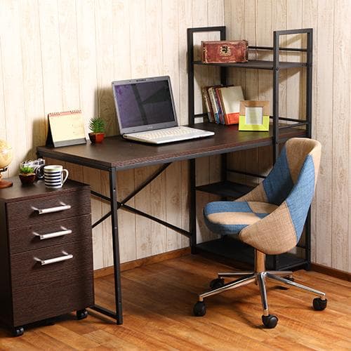 【新品・送料無料】ラック付きデスク ルール 奥行64cm ダークブラウン