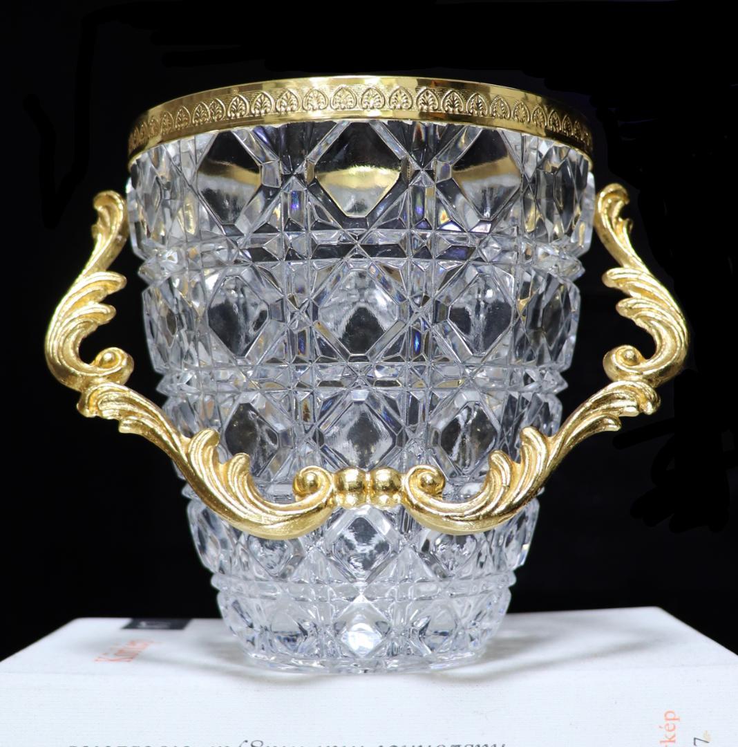 オールド・バカラ 珍品 上級作品 ブロンズ装飾 ゴールド アイスペール 氷入れ