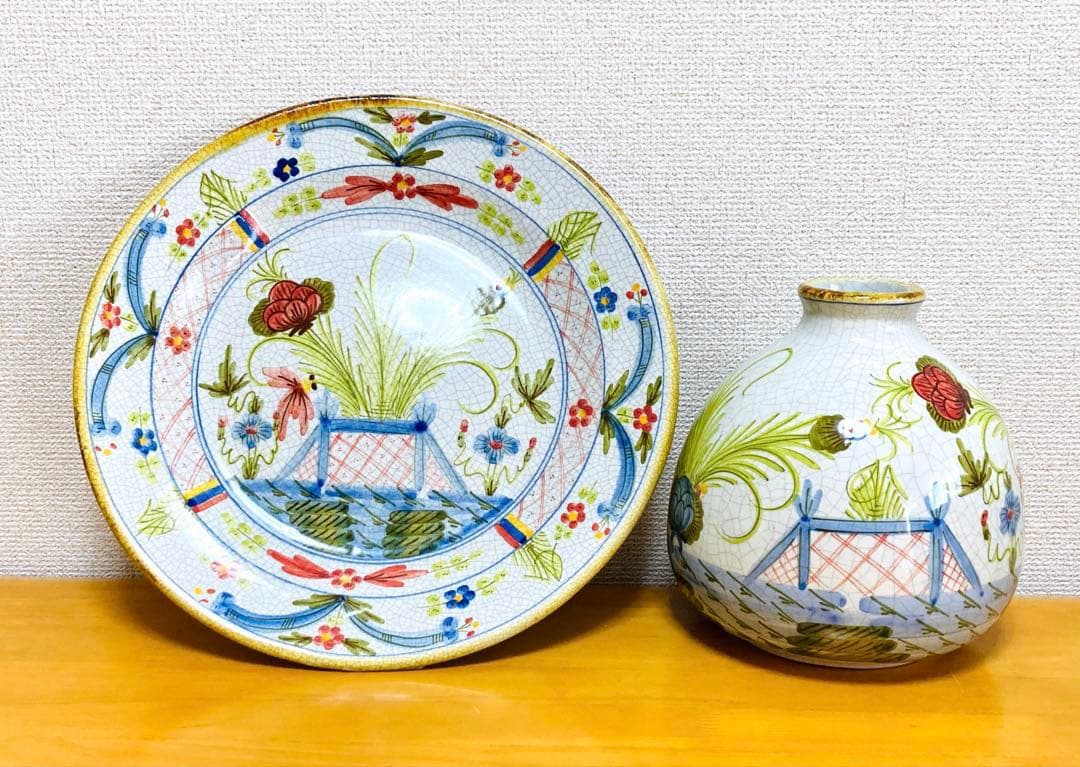 スペイン　Benlloch 飾り大皿　花瓶/壺 揃い　アンティークインテリア