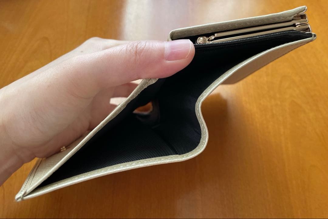 ☆美品☆皇居財布/二つ折り財布 がま口財布 シャンパンゴールド☆