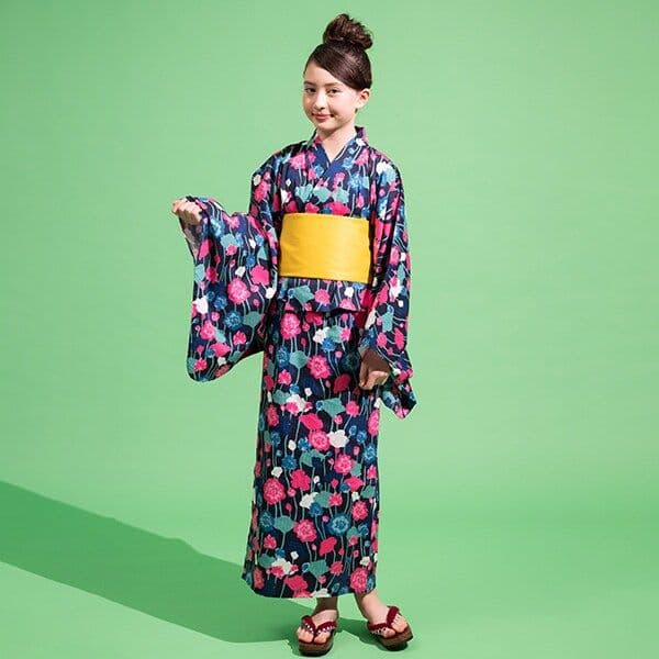 【新品】kate spade kids ヴァイ二ーローズ 浴衣 160 花柄 紺