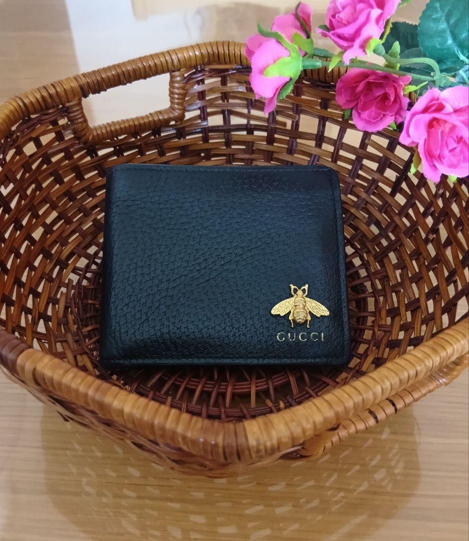 美品✨️GUCCI アニマリエ メタルビ―(蜂)折れ財布　シックな黒
