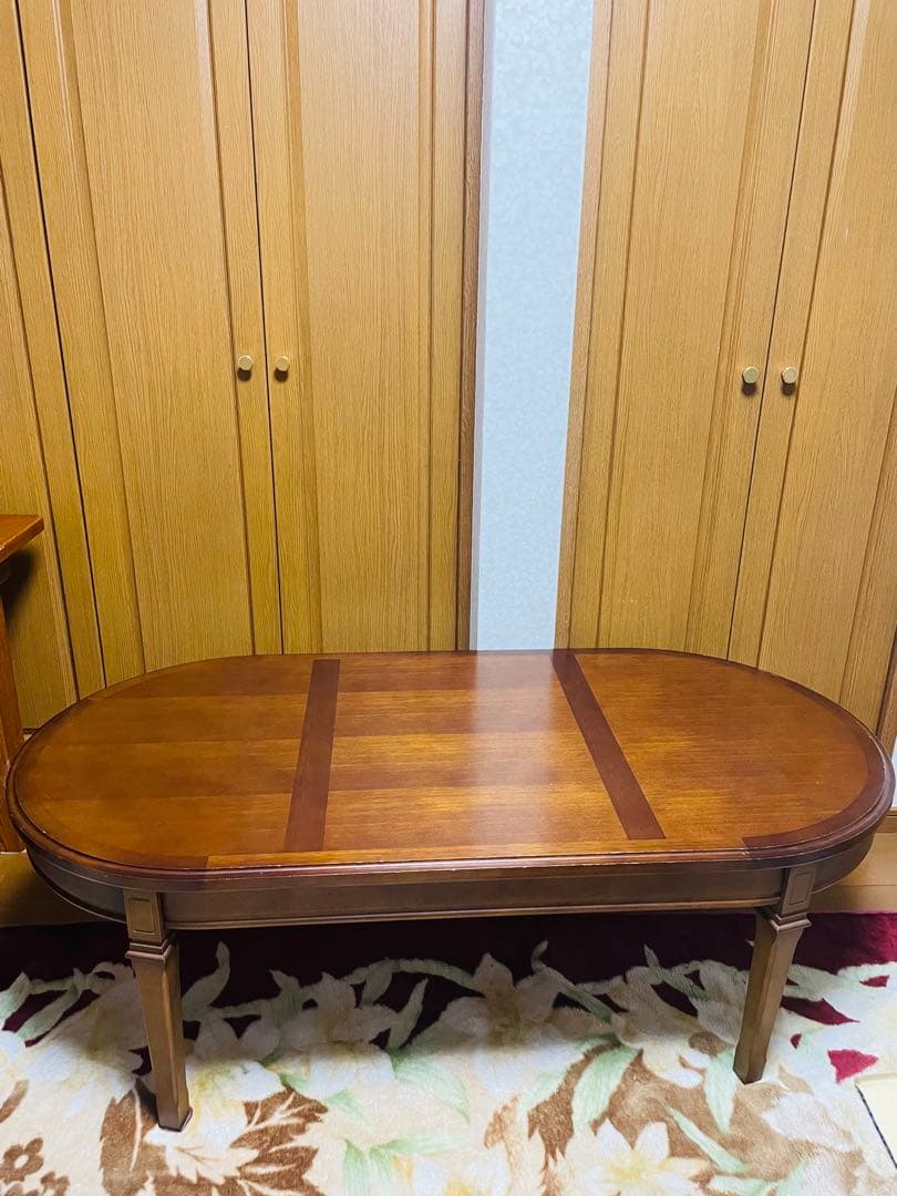 マルニ家具　地中海シリーズ　木製楕円形テーブル ブラウン