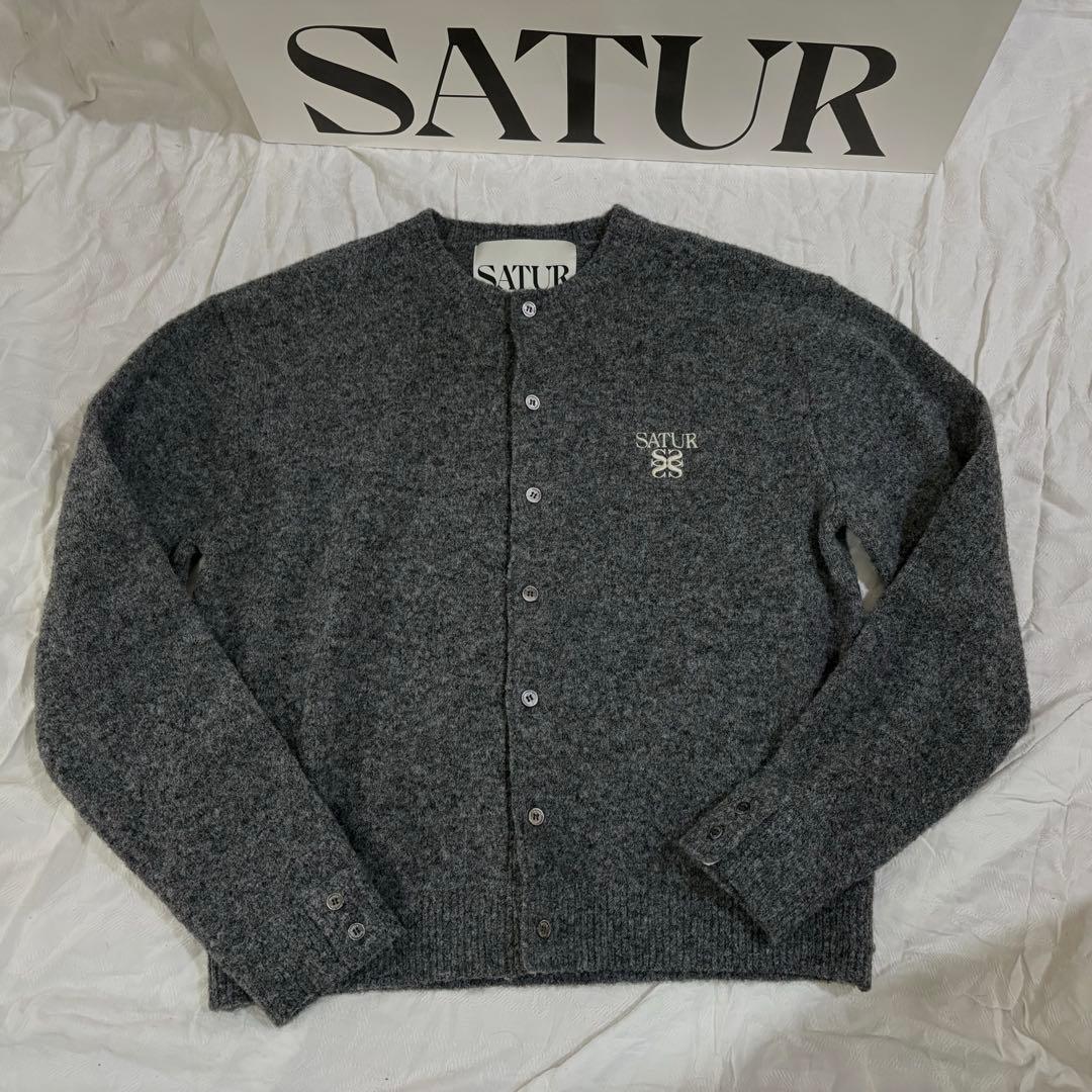 SATUR 完売 M ローレンウールブレンドクルーネックニットカーディガン