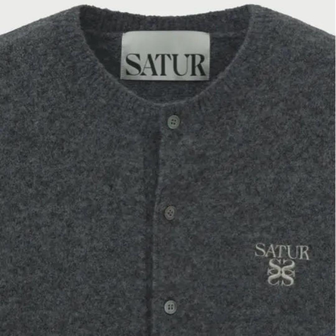 SATUR 完売 M ローレンウールブレンドクルーネックニットカーディガン