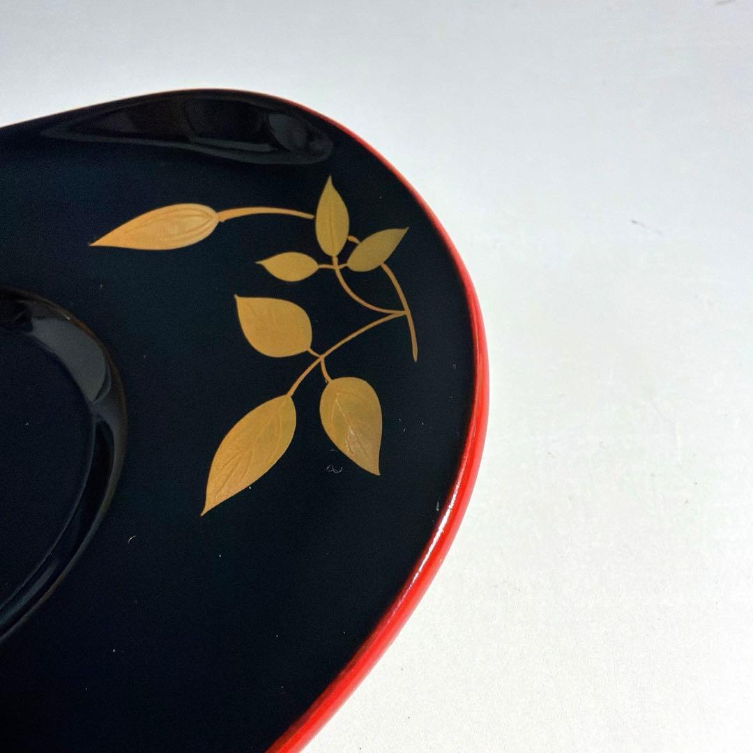 輪島塗 真塗 爪紅 桔梗蒔絵 茶托 桜井一良 造 作家物 落款あり