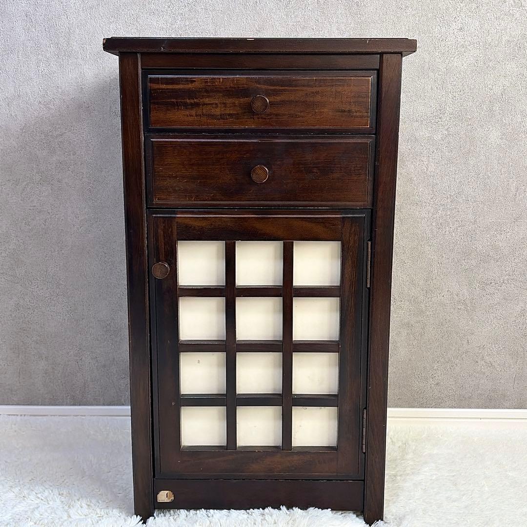 綾野製作所　木製電話台・ファックス台 ダークブラウン