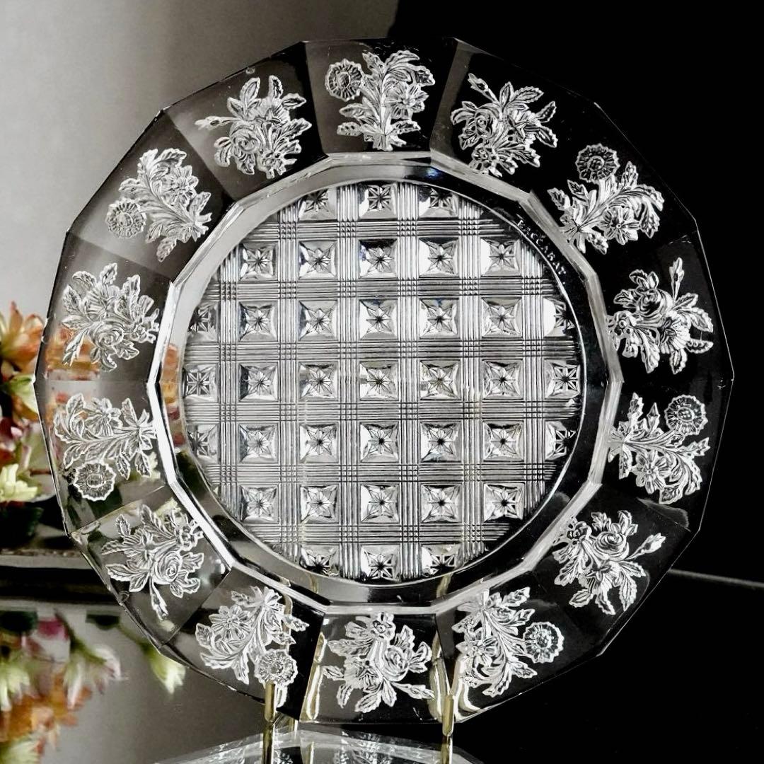1840年★極希少オールドバカラBACCARAT 花紋クリスタル プレート お皿