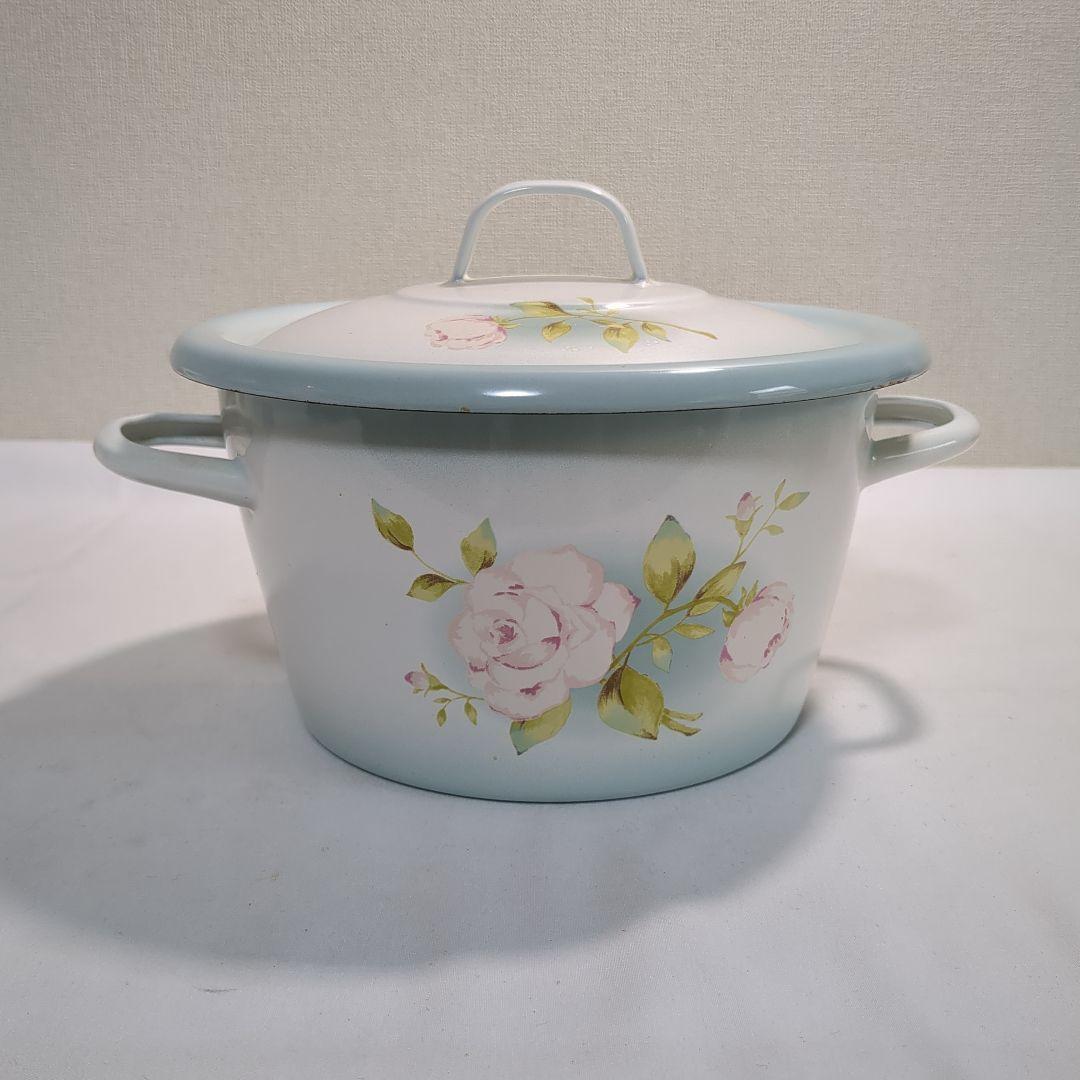 イマン ポワージュ ブルー ホーロー 両手鍋