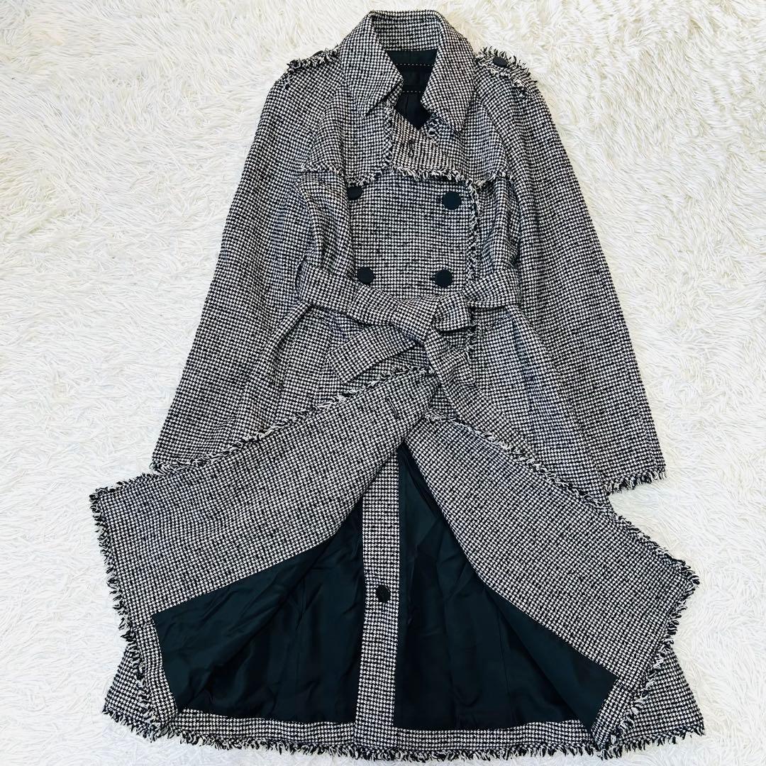 TO BE CHIC 千鳥格子柄ツイードトレンチコート シルクブレンド 40/L
