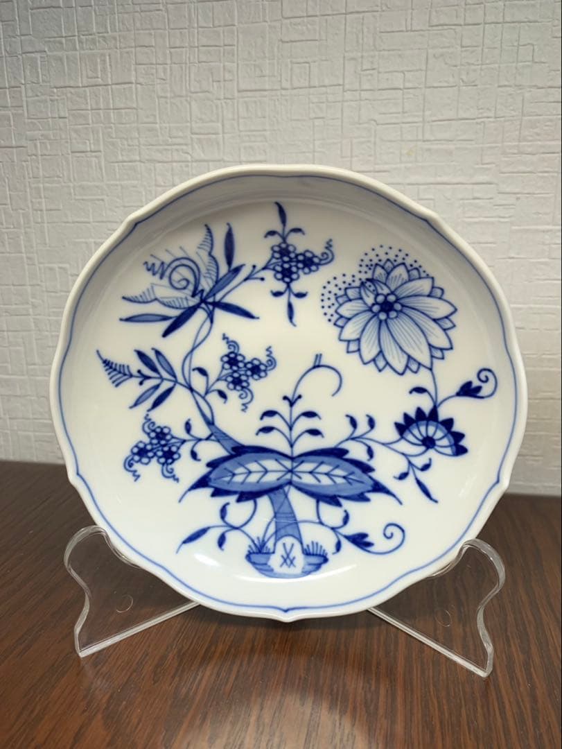 【Meissen】ブルーオニオン 14cm プレート 双剣マークあり美品