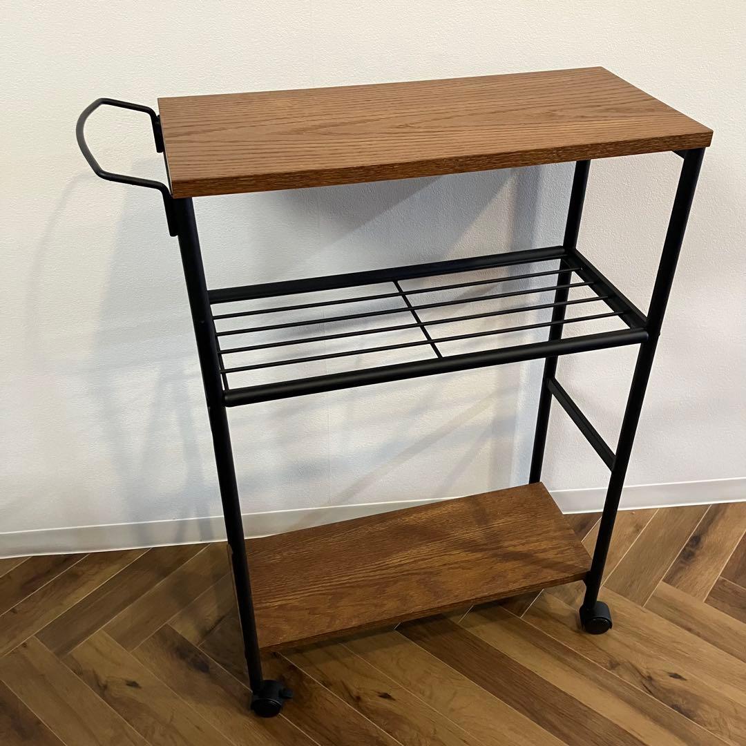 キッチンワゴン スリム アンティーク加工 木製 アイアン