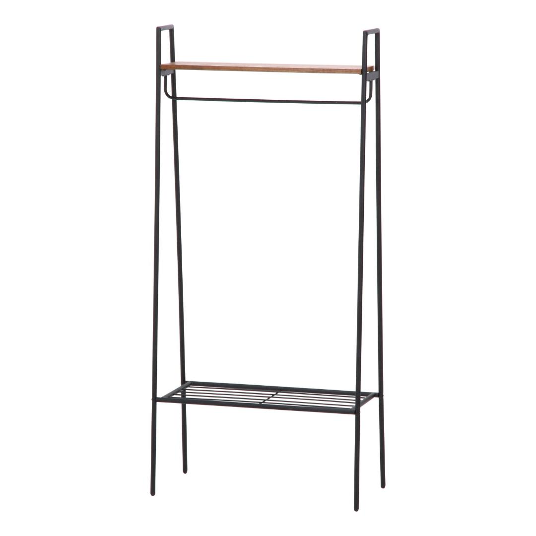ハンガーラック ブラックアイアン×天然木 スタイリッシュ