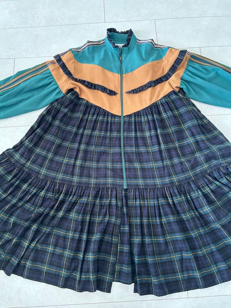 【HEIHEI】 GREEN×YELLOW ジャージ ドレス/ワンピース