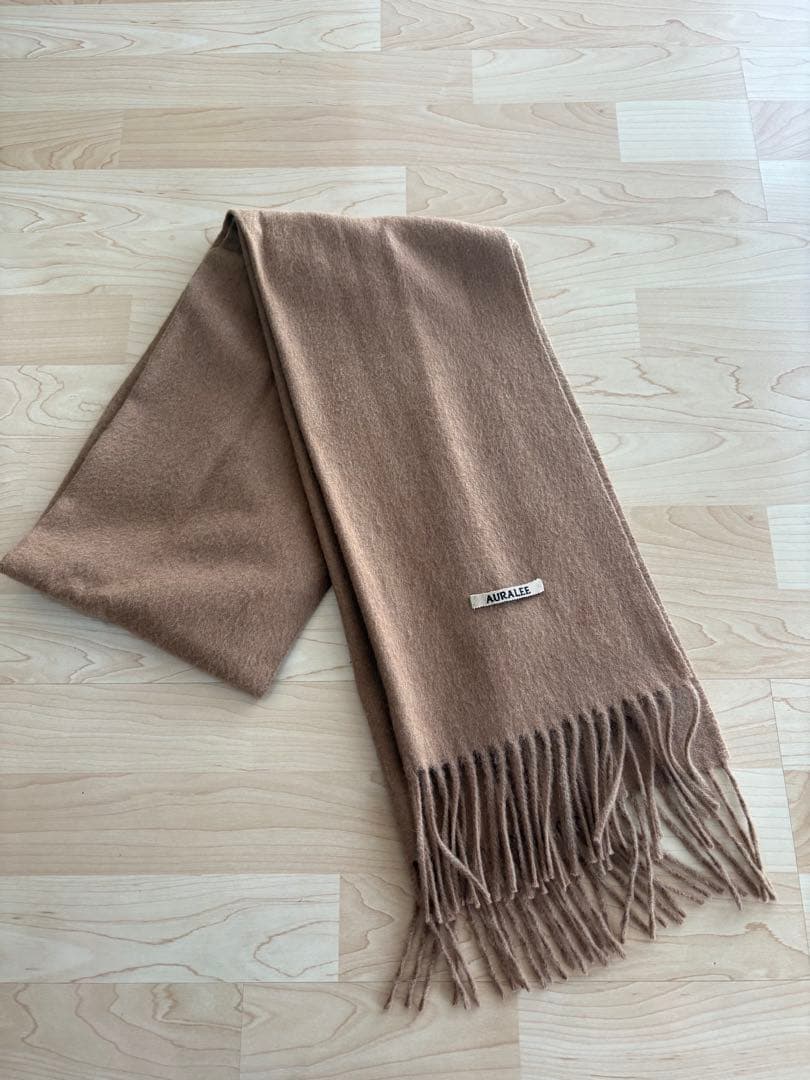 AURALEE ベージュ マフラー 100%キャメル F