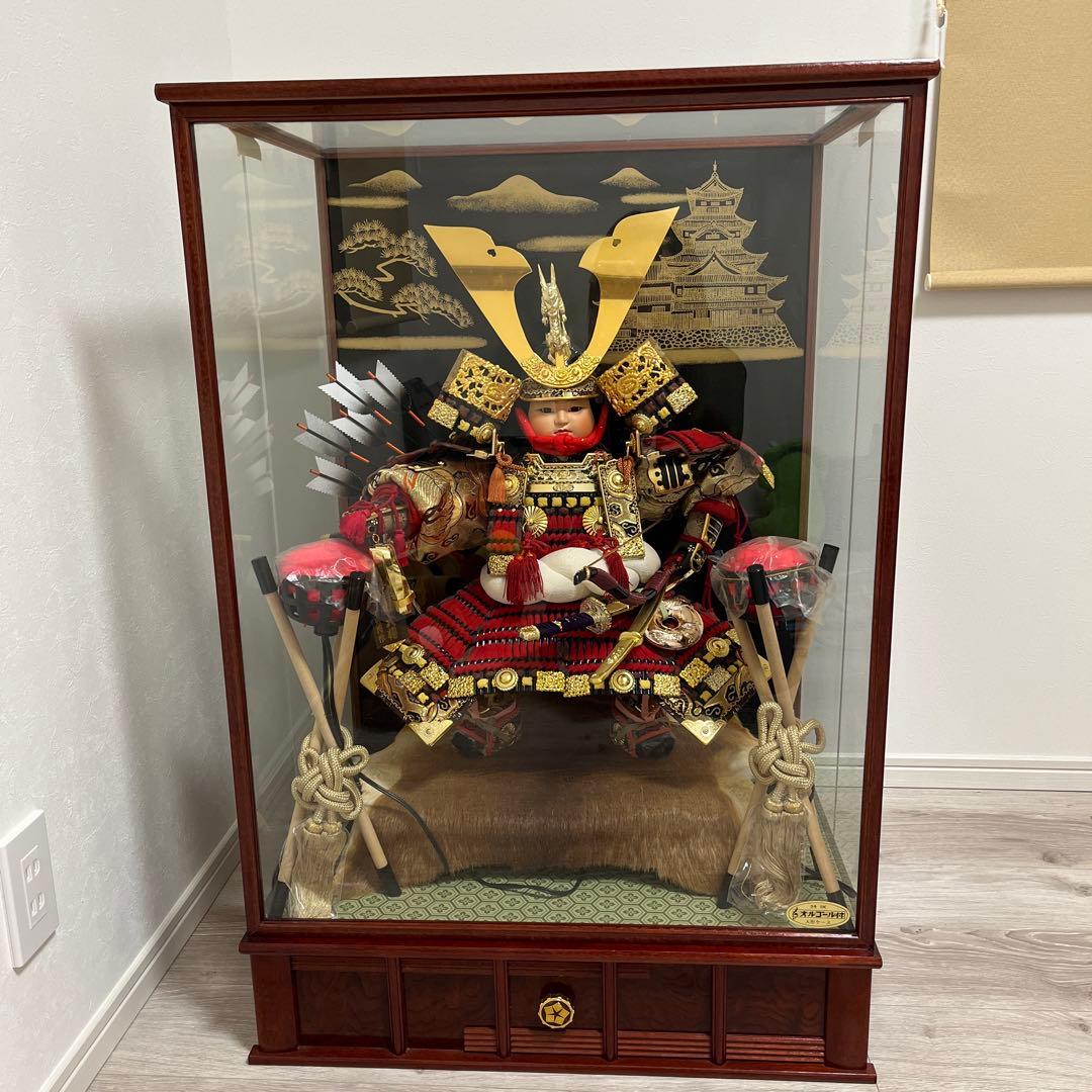 五月人形 武士の鎧 ガラスケース付き