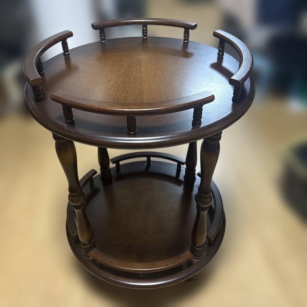 飛騨家具　天然木　キャスター付きサイドテーブル　キッチンワゴン