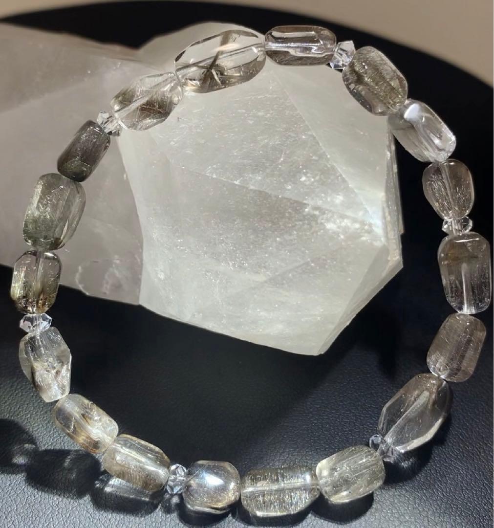 《高品質》　プラチナルチルクォーツ　ブレスレット