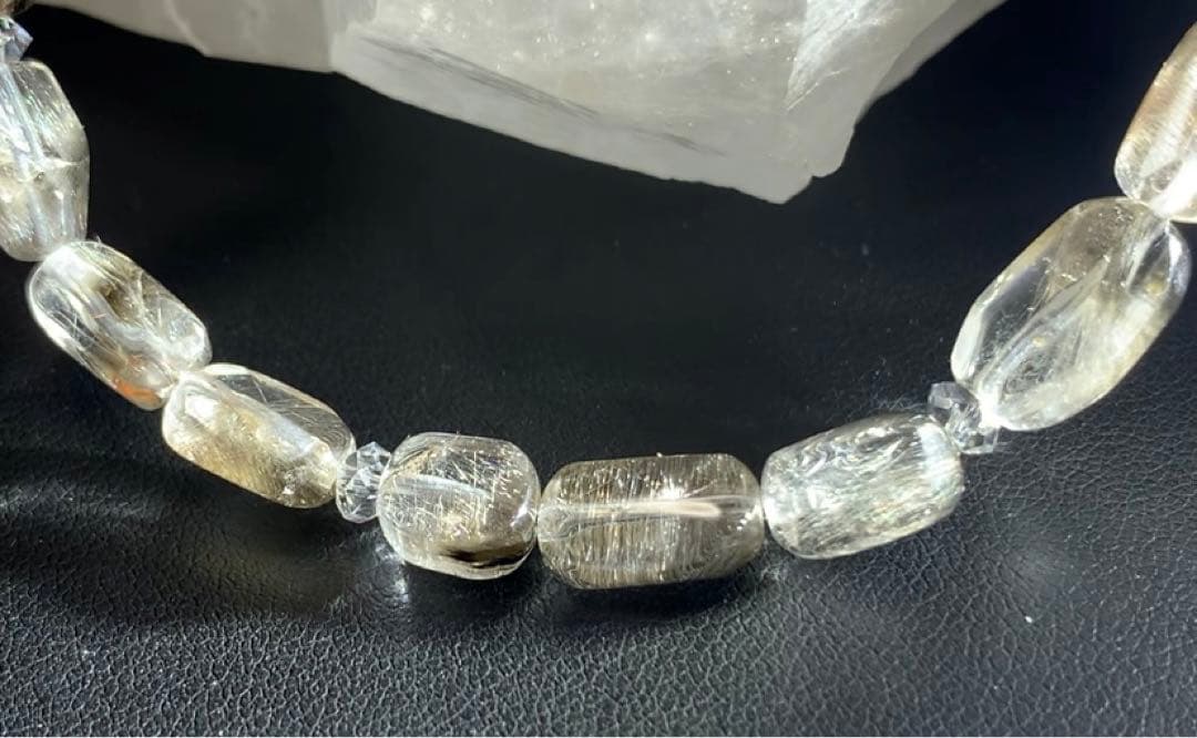 《高品質》　プラチナルチルクォーツ　ブレスレット