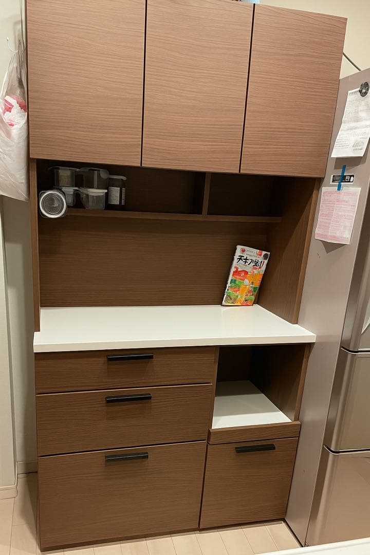 木製キッチンカウンター ブラウン