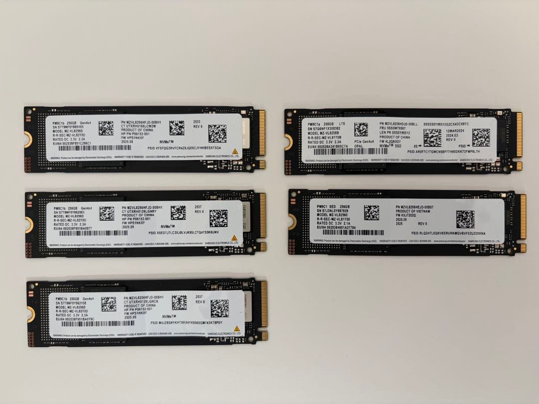 新品 M.2 SSD SAMSUNG 256GB 5枚