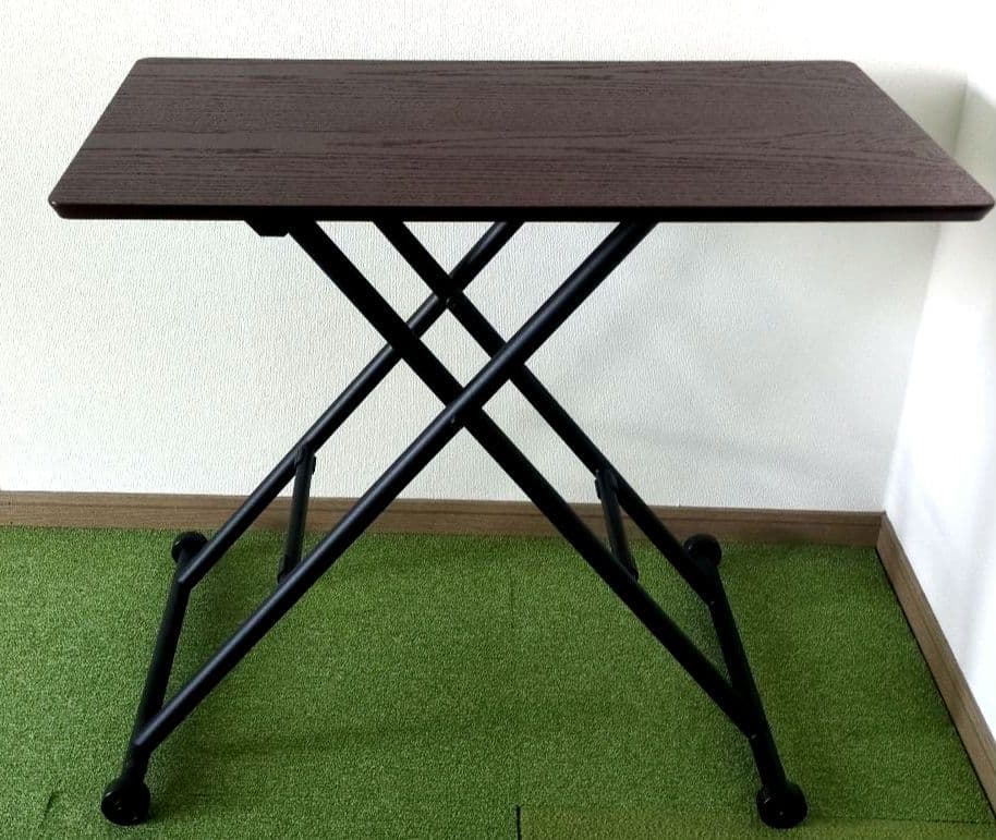 山善　ガス圧　突き板昇降テーブル　キャスター付　 無段階HGL-8050