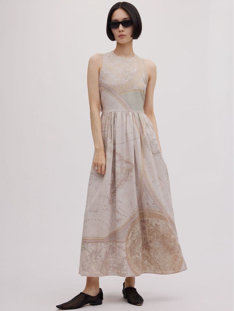 ワンピース Ameri CARTOGRAPHIC PATTERN DRESS