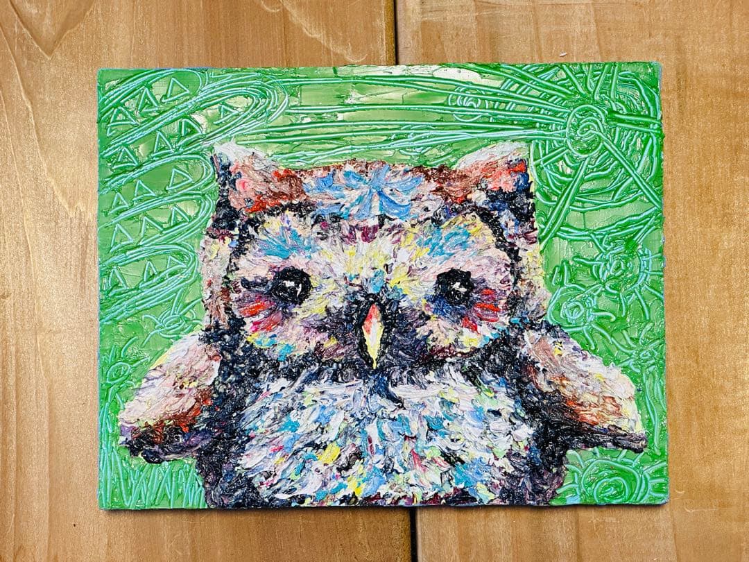 〜ぬいぐるみシリーズ〜　かわいいフクロウの油絵