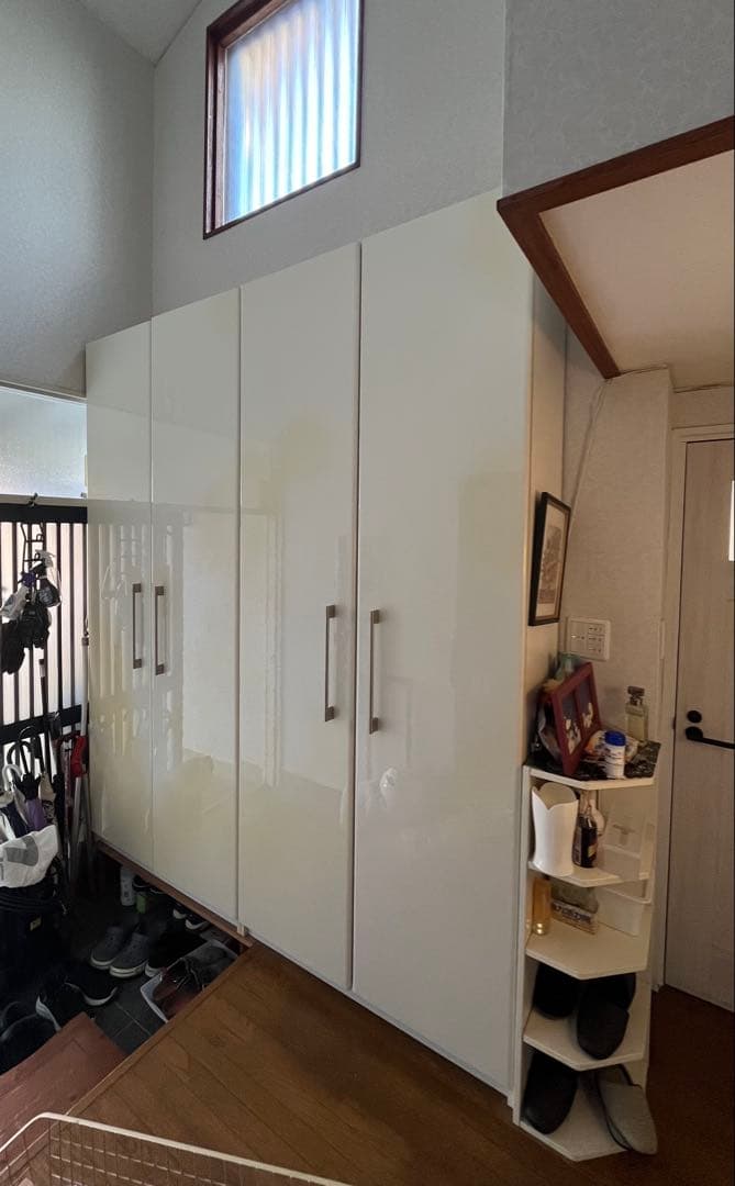 玄関収納　大型下駄箱　ハンガーキャビネット（ミラー付き）ホワイトIKEA 中古品